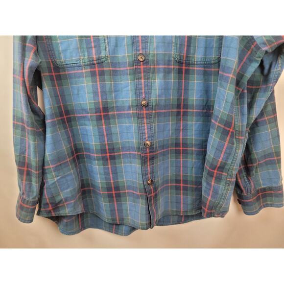 Duluth Trading Company Mens Cotton Plaid Button Up Shirt Blue Red Green Size 2XL - Picture 3 of 8